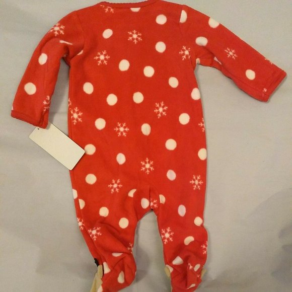 6 M Baby Christmas Reindeer snowflakes red Pajamas Just One You  Carter's - Picture 3 of 3